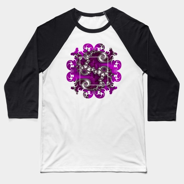 Purple Dragon Fractal Art Baseball T-Shirt by BHDigitalArt